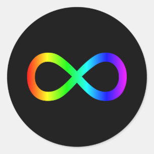 Pegatina Redonda Símbolo de infinito de arcoíris