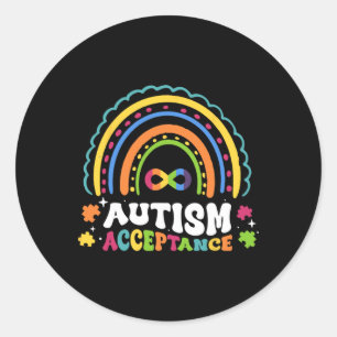 Pegatina Redonda Símbolo de infinito de autismo arcoíris hombres mu
