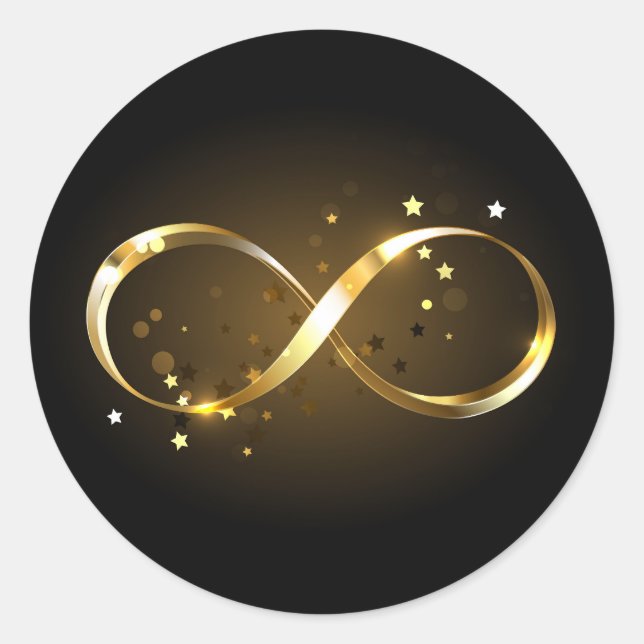 Pegatina Redonda Símbolo de infinito dorado (Anverso)