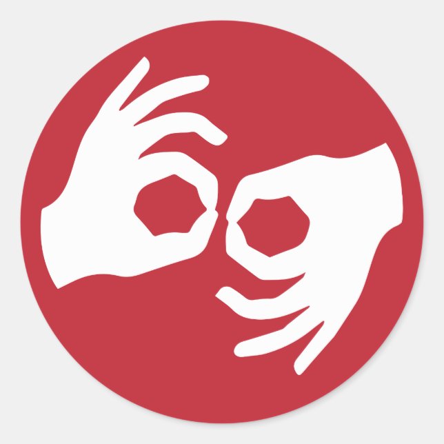 Pegatina Redonda símbolo de interpretación del lenguaje de Rótulo (Anverso)