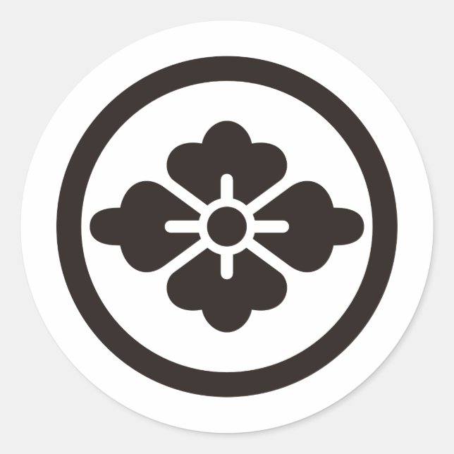Pegatina Redonda Símbolo de KAMON de cresta de familia japonesa (Anverso)
