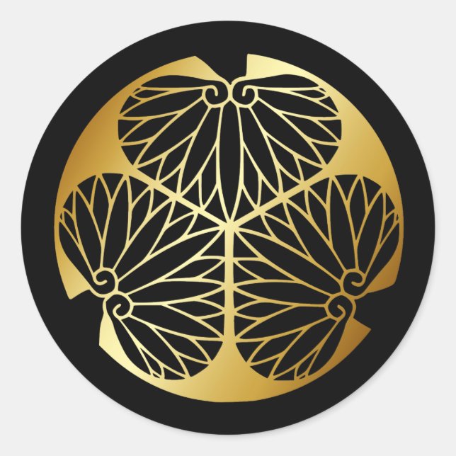 Pegatina Redonda Símbolo de KAMON de cresta de familia japonesa (Anverso)