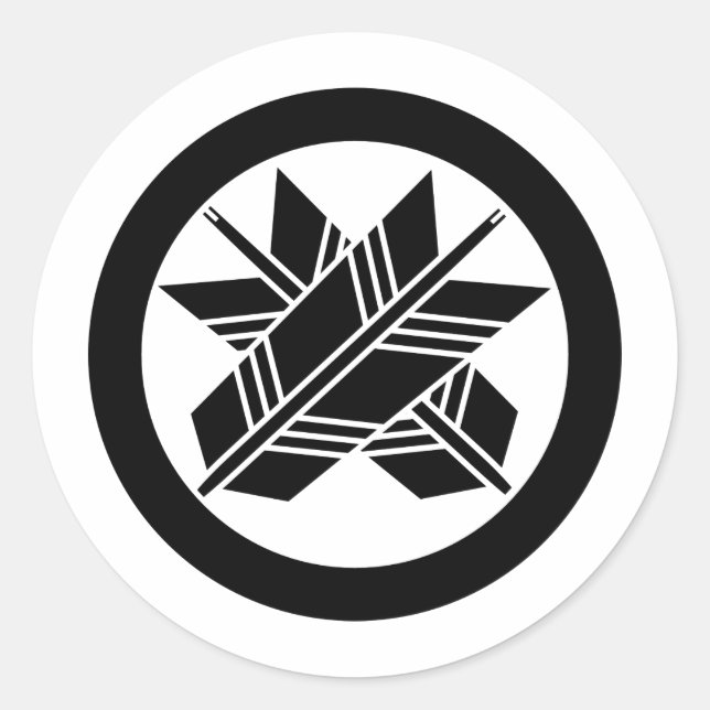 Pegatina Redonda Símbolo de KAMON de cresta de familia japonesa (Anverso)