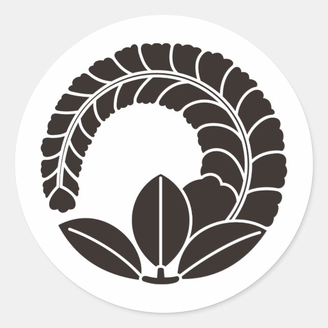 Pegatina Redonda Símbolo de KAMON de cresta de familia japonesa (Anverso)