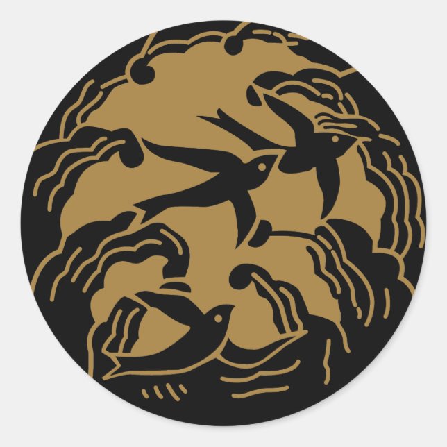 Pegatina Redonda Símbolo de KAMON de cresta de familia japonesa (Anverso)