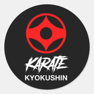 Pegatina Redonda Símbolo de Karate Kyokushin Entrenamiento en Dojo 