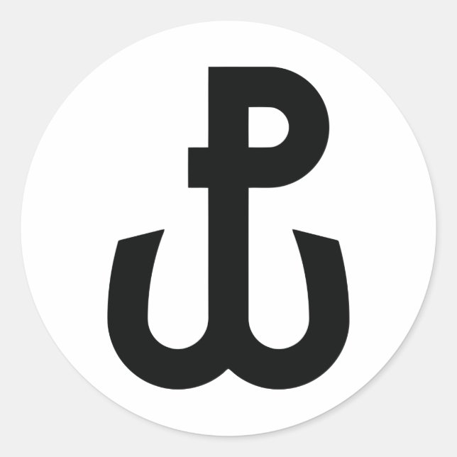 Pegatina Redonda Símbolo de Kotwica (Anverso)