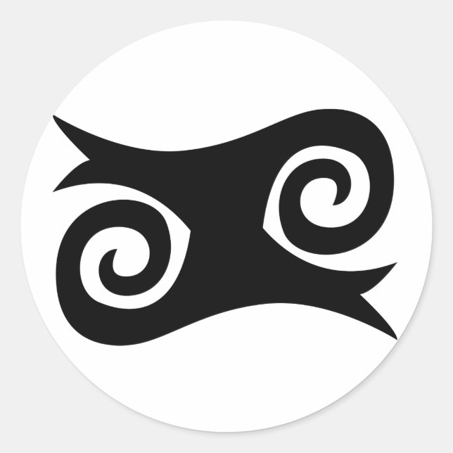 Pegatina Redonda Símbolo de KWATAKYE ATIKO de valentía y audacia (Anverso)