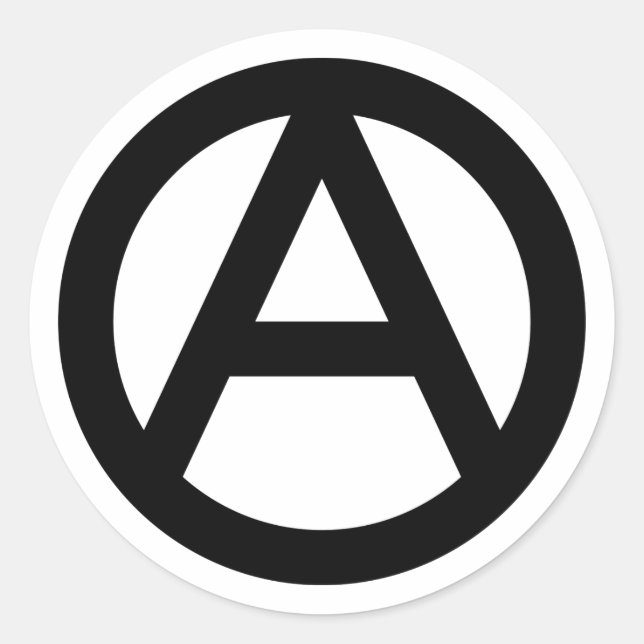 Pegatina Redonda Símbolo de la anarquía en BLACK (Anverso)