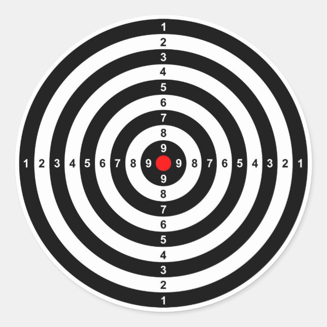 Pegatina Redonda símbolo de la blanco del ojo de toros de la radio (Anverso)