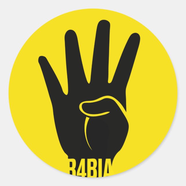 Pegatina Redonda Símbolo de la camiseta de la libertad R4BIA (Anverso)