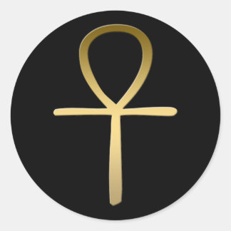 Pegatina Redonda Símbolo de la cruz de Ankh egipcio