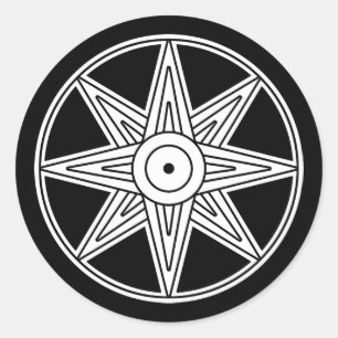 Pegatina Redonda Símbolo de la estrella de Inanna
