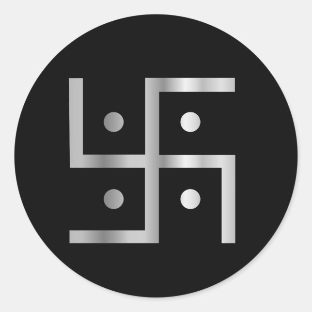 Pegatina Redonda Símbolo de la esvástica hinduista (Anverso)