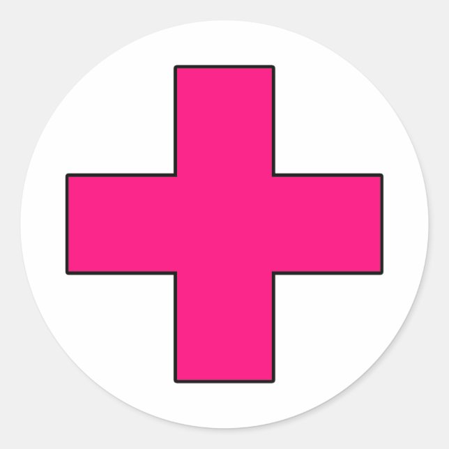 Pegatina Redonda Símbolo de la Guardia de Salvamento Médico Cruzado (Anverso)