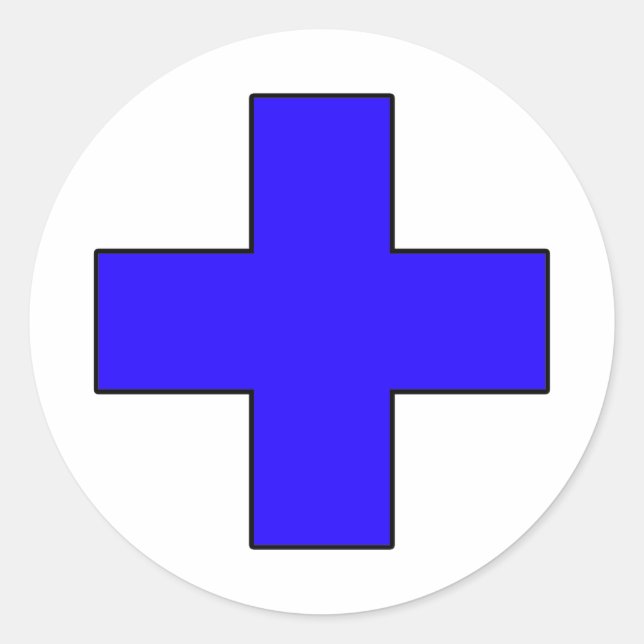 Pegatina Redonda Símbolo de la Guardia de Salvamento Médico Cruzado (Anverso)