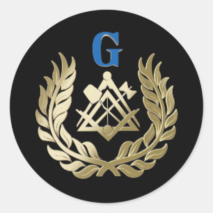 Pegatina Redonda Símbolo de la mampostería dorada