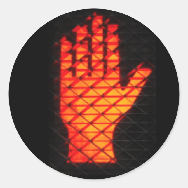 Pegatina Redonda Símbolo de la mano "WAIT" del naranja caprichoso (Anverso)
