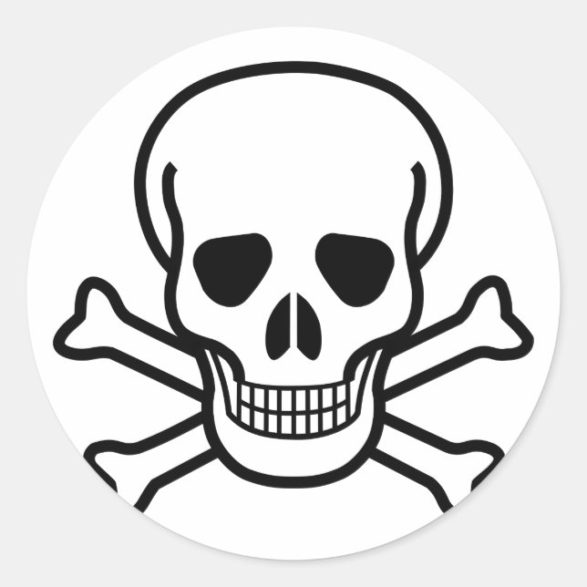 Pegatina Redonda Símbolo de la muerte de Skull and Crossbone (Anverso)