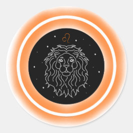 Pegatina Redonda Símbolo de Leo – Emblema Mínimo de Astrología