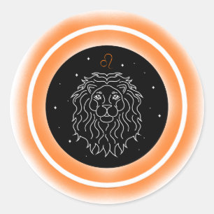 Pegatina Redonda Símbolo de Leo – Emblema Mínimo de Astrología