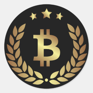 Pegatina Redonda Símbolo de logotipo de Bitcoin Cryptocurrency Cryp