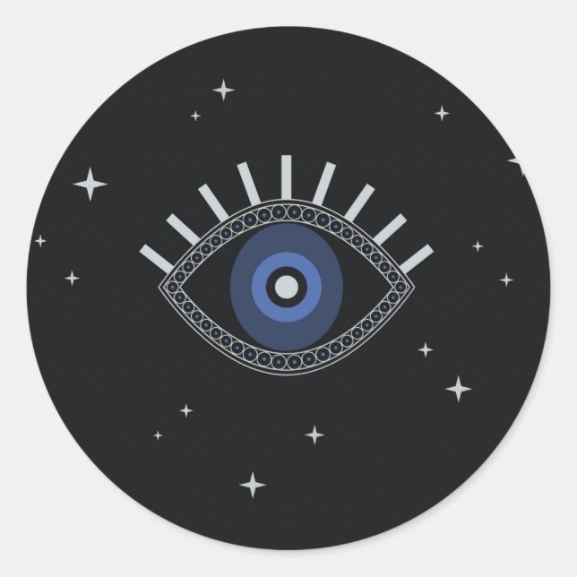 Pegatina Redonda Símbolo de magia étnica de talismán de protección  (Anverso)