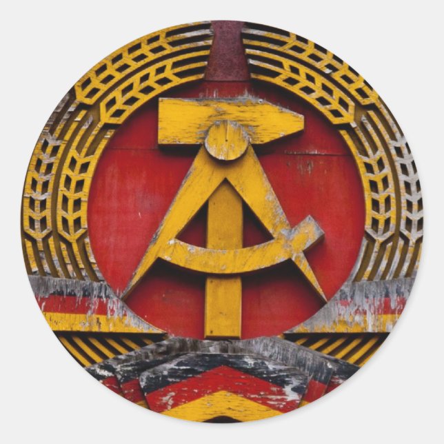 Pegatina Redonda Símbolo de martillo y esquisto comunista (Anverso)