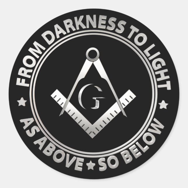 Pegatina Redonda Símbolo de masonería (Anverso)