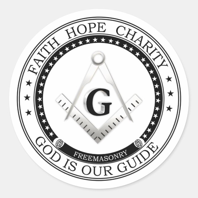 Pegatina Redonda Símbolo de masonería (Anverso)