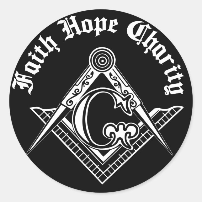 Pegatina Redonda Símbolo de masonería (Anverso)