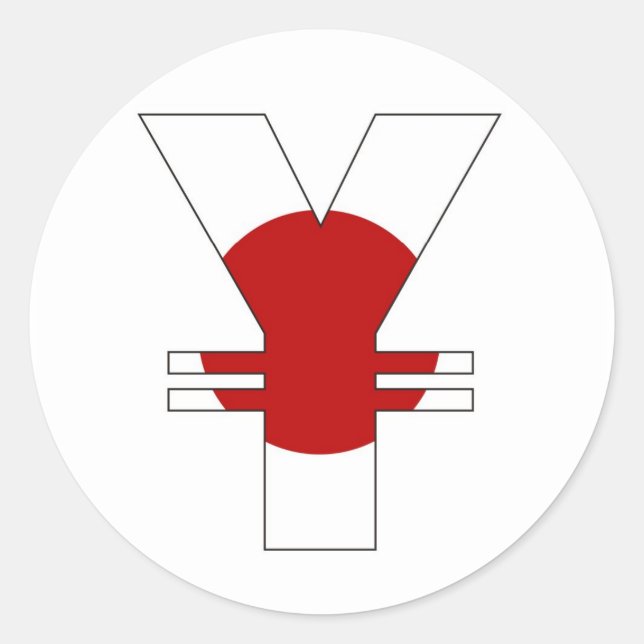 Pegatina Redonda símbolo de moneda en yenes signo de dinero bandera (Anverso)