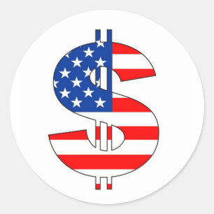 Pegatina Redonda símbolo de moneda usa
