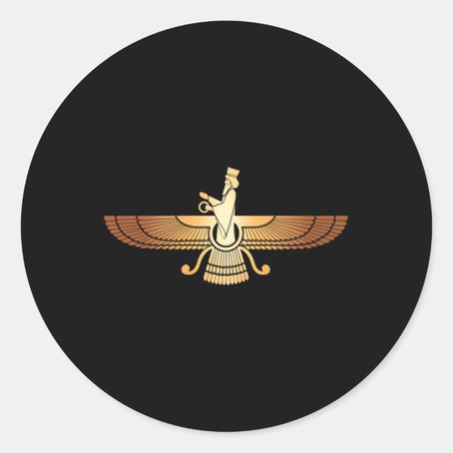 Pegatina Redonda Símbolo de nacionalismo iraní Faravahar Zoroastria (Anverso)
