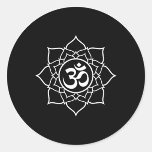 Pegatina Redonda Símbolo de Ohm Om Loto Yoga Meditación Principiant