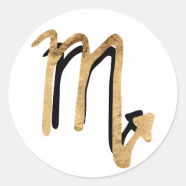 Pegatina Redonda Símbolo de oro negro de la constelación de zodiaco