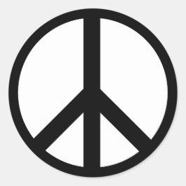Pegatina Redonda Símbolo de paz Anti Guerra blanco y negro