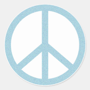 Pegatina Redonda Símbolo de paz azul de Arty