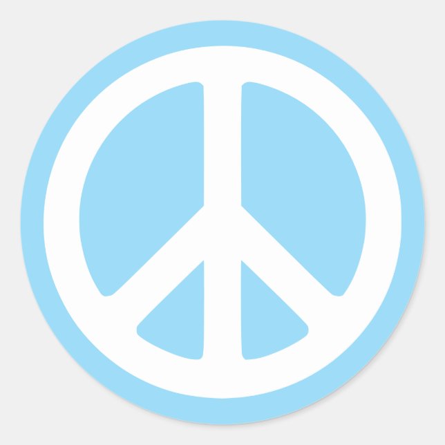 Pegatina Redonda Símbolo de paz azul y blanco bebé (Anverso)