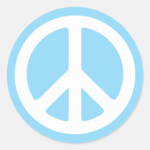 Pegatina Redonda Símbolo de paz blanco y azul bebé