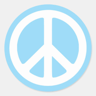 Pegatina Redonda Símbolo de paz blanco y azul bebé