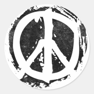 Pegatina Redonda Símbolo de paz de Grunge
