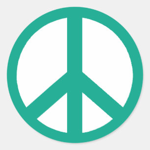 Pegatina Redonda Símbolo de paz de la turquesa