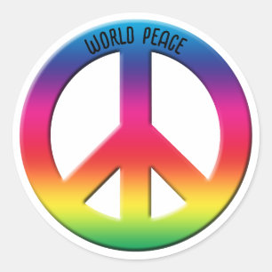 Pegatina Redonda Símbolo de paz Espectro arcoiris, poder de paz