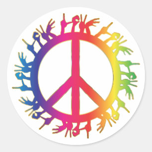 Pegatina Redonda Símbolo de Paz Hippie Señal de los Sesenta Pegatin