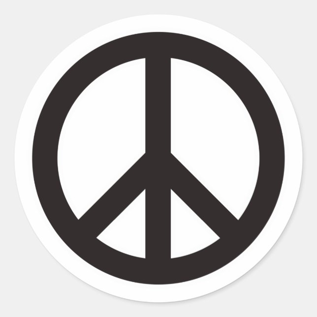 Pegatina Redonda Símbolo de paz - negro (Anverso)