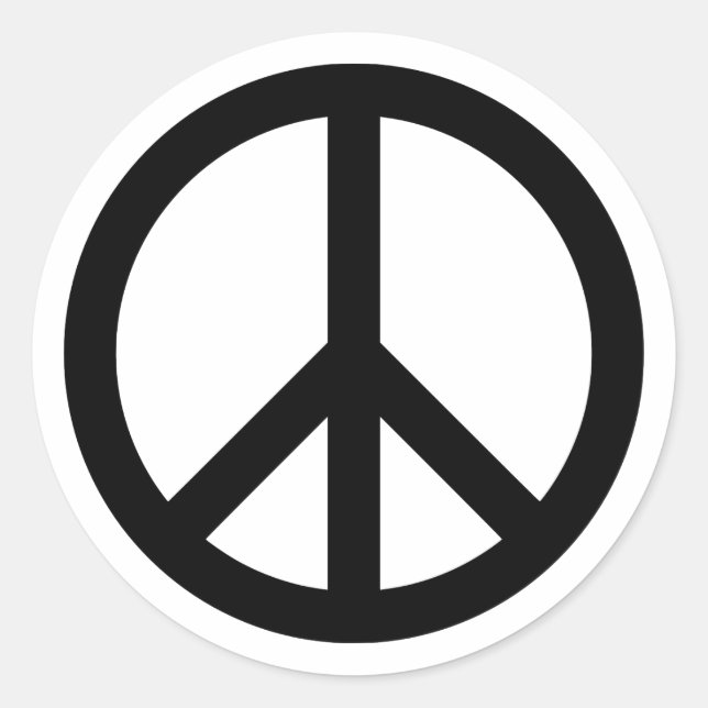 Pegatina Redonda Símbolo de paz negro (Anverso)