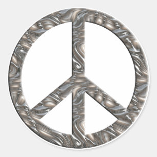 Pegatina Redonda Símbolo de PAZ - PLATA