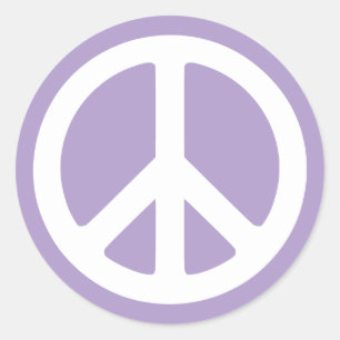 Pegatina Redonda Símbolo de paz púrpura pálido y blanco