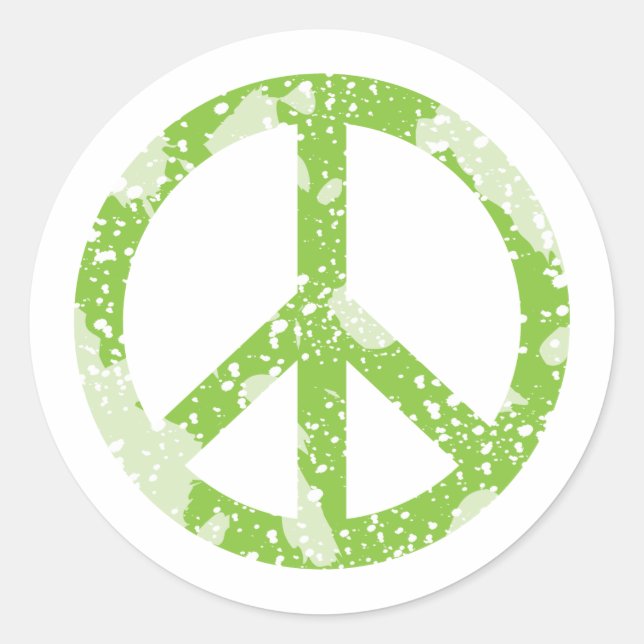 Pegatina Redonda Símbolo de paz (verde) (Anverso)